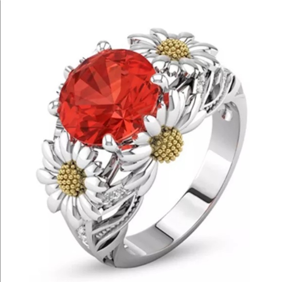 Jewelry - 🆑 The Daisy Ring with Jacinth Ruby in .925.